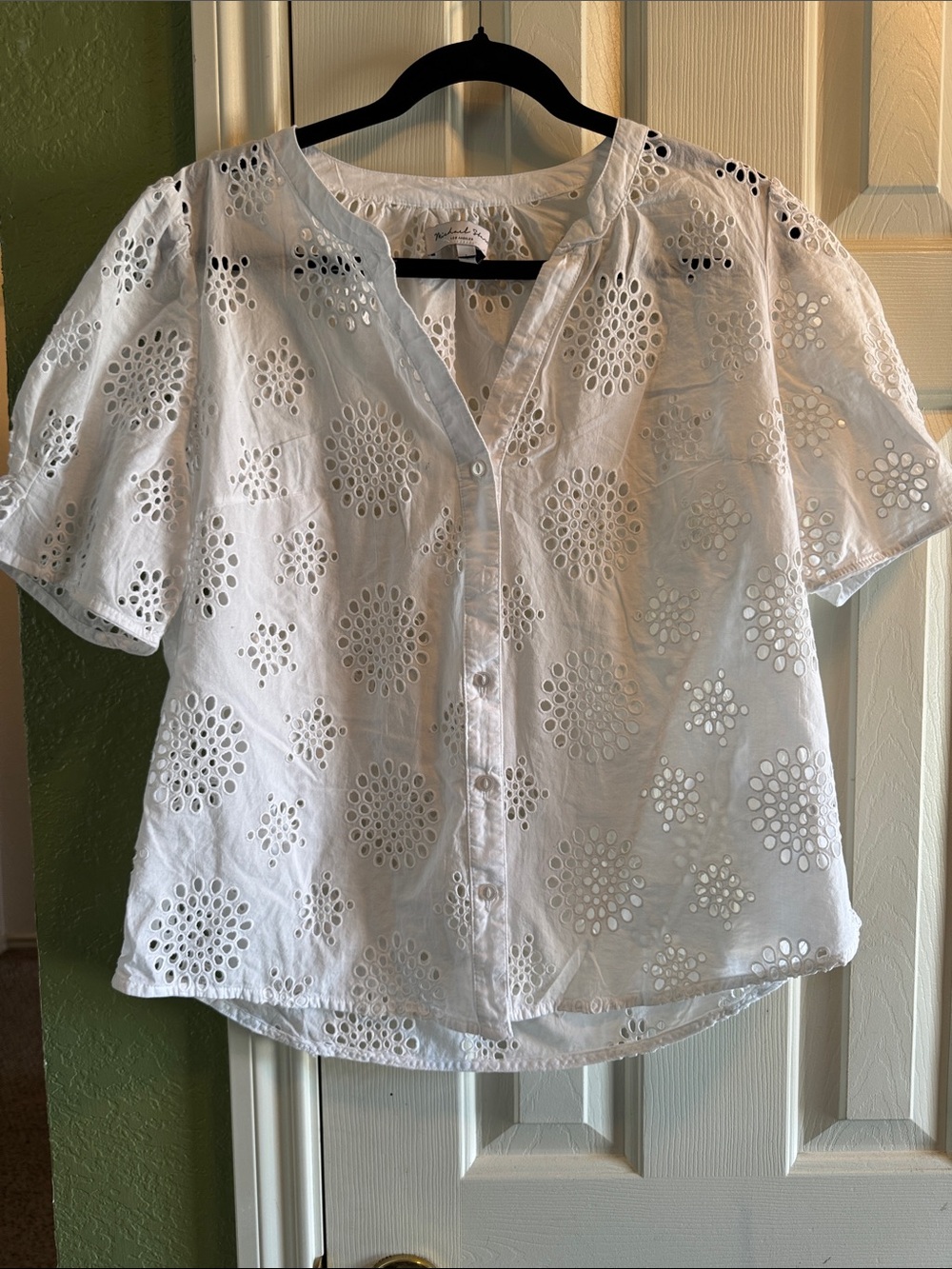 Michael Stars Eyelet Button-Front cotton blouse